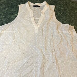 Lane Bryant Cream Sleeveless Eyelet Blouse